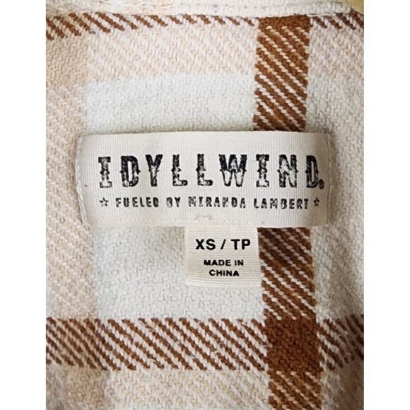 Idyllwind Shirt Womens XS Cream Tan Plaid Flannel Western Pearl Snap Long Sleeve - Picture 3 of 11